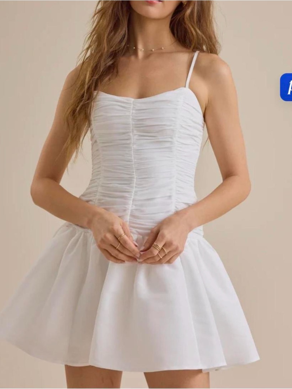 Altar’d State White Ruched Bodice Corset Mini Puff Dress Small New W Tags!